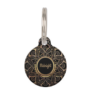Gold Foil Mandala for Pet ID Phone Number Tag