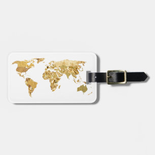 Gold Foil Map Luggage Tag