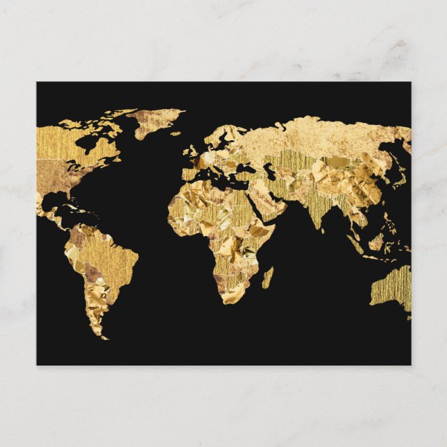 Gold Foil Map Postcard (Front)