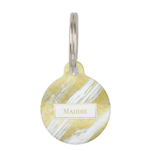 Gold foil marble agate abstract modern gold pet tag