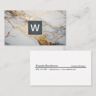 Gold Foil Marble   Monogram Classic Business Card