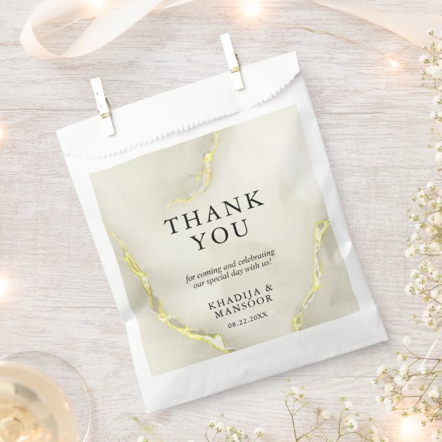 Gold Foil Marble Texture Wedding Thank You Favour Bags (Clipped)