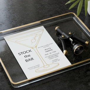 Gold Foil Martini Minimalist Stock the Bar Shower