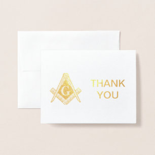 Gold Foil Masonic Freemasonry Thank you Card