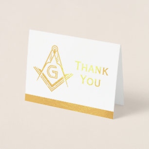 Gold Foil Masonic Thank You Cards   Freemason Note