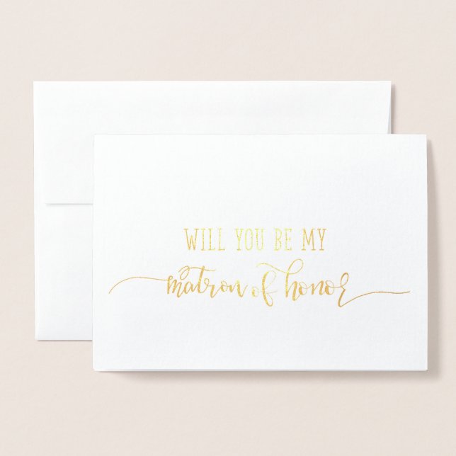Gold Foil Matron of Honour Wedding Proposal Card (Front With Envelope)