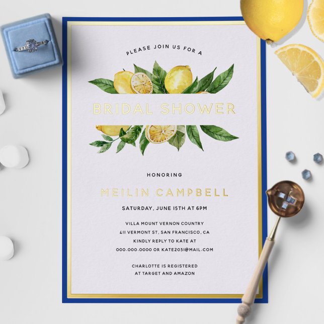Gold Foil Mediterranean Tile Lemon Bridal Shower (Creator Uploaded)