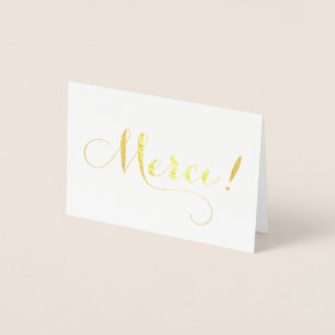 Gold Foil MERCI Calligraphy Thank You Card