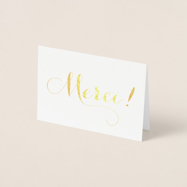 Gold Foil MERCI Calligraphy Thank You Card (Front)