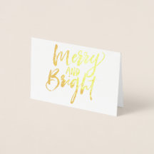 Gold Foil Merry & Bright Holiday Christmas Photo
