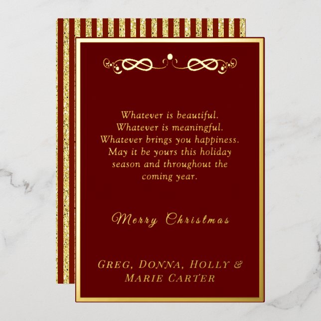Gold Foil Merry Christmas Holiday Card (Front/Back)