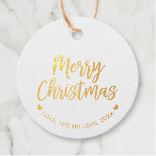 Gold Foil Merry Christmas Holiday Gift Tags