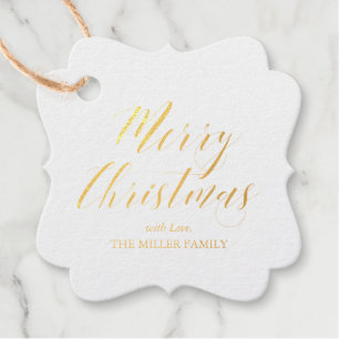 Gold Foil Merry Christmas Holiday Gift Tags