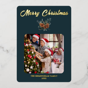 Gold Foil Merry Christmas Photo Holiday Card