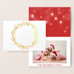 Gold Foil Merry Christmas Snow Photo Card<br><div class="desc">Gold Foil Merry Christmas Hand Lettered Script Snowflake Photo Card. The photo and text of this Christmas Card can be updated and customised with your photo and name. This card displays your name on the inside of the Gold Foil Christmas Card.</div>