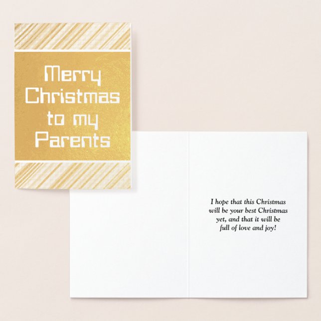 Gold Foil "Merry Christmas to my Parents" Card (Display)