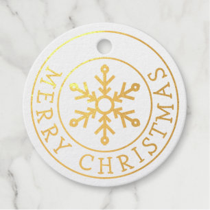 Gold Foil Merry Christmas with Snowflake Favour Tags