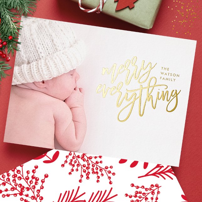 GOLD FOIL | Merry Everything Photo Foil Holiday Card (Creator Uploaded)
