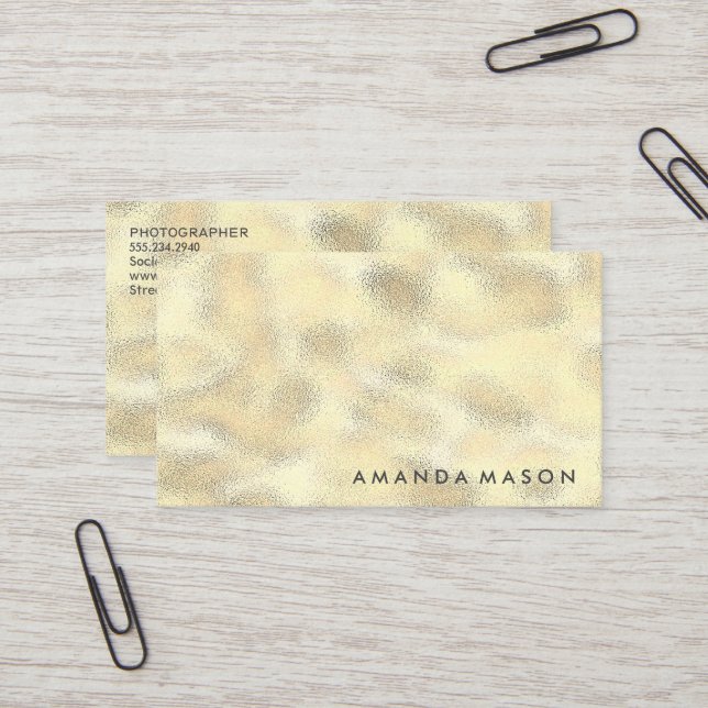 Gold Foil Metallic Shimmer Business Card (Front/Back In Situ)