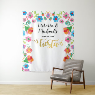 Gold Foil Mexican Fiesta Embroidery backdrop Tapestry