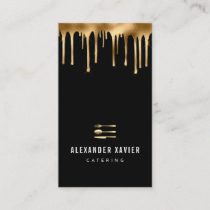 gold foil modern catering business card