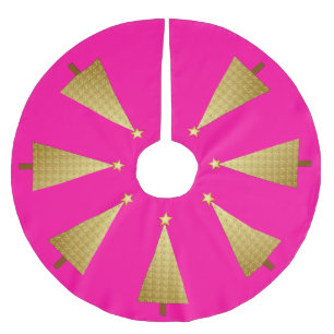 Gold foil modern Christmas tree Brushed Polyester Tree Skirt