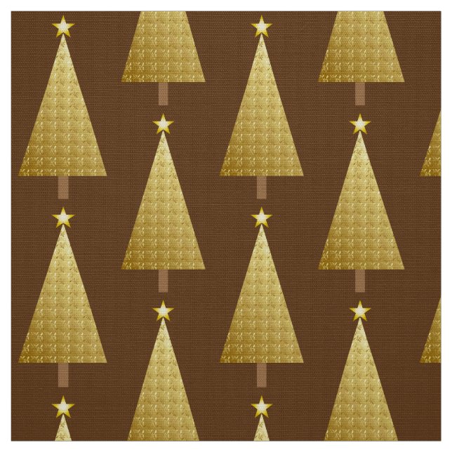 Gold foil modern Christmas tree Fabric (Swatch)