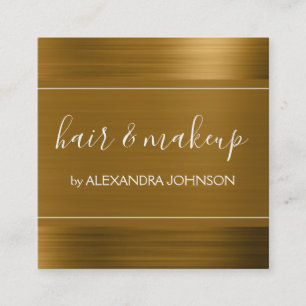 Gold Foil Modern Elegant Brushed Metal Square Business Card