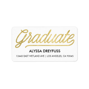 Gold Foil Modern Script Graduate Address Labels