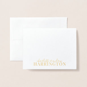 Gold Foil Monogram Couple Name Foil Card