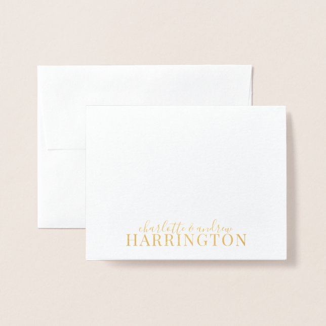Gold Foil Monogram Couple Name Foil Card (Front With Envelope)