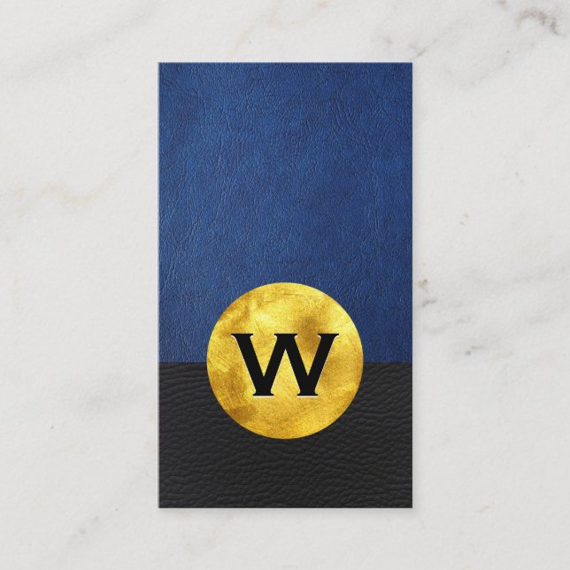 Gold Foil Monogram | Leather Colour Block Business Card (Front)