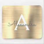Gold Foil Monogram Name Mousepad<br><div class="desc">Gold Faux Brushed Metal Monogram Name Monogram Mousepad. This Mousepad can be customised to include your first name.</div>