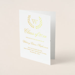 Gold Foil Monogram Photo College Graduation Card