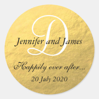 Gold Foil Monogram Stickers for Wedding Favours