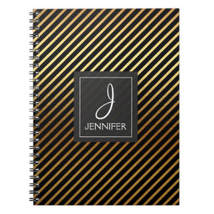 Gold Foil Monogram Stiped Notebook