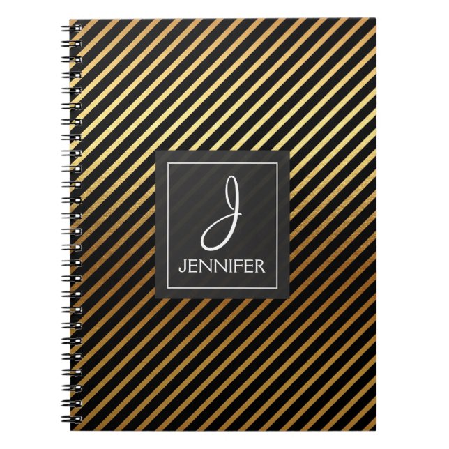Gold Foil Monogram Stiped Notebook (Front)