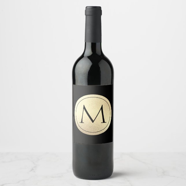 Gold Foil Monogram Wine Label (Front)
