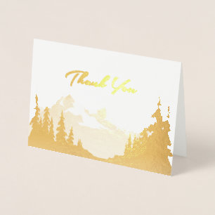 Gold Foil Mountain Wedding All-Purpose Thank You Card