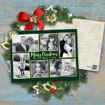 Gold Foil Multi-photo Christmas Postcard<br><div class="desc">Gold foil Christmas photo postcards with six photo templates. The frames and text are foil, and so is the snowflake in the upper corner. Gold is shown, with two other colors to choose from. Add photos of the family and pets in horizontal, vertical and square orientation. Your photo will fill...</div>