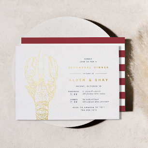 Gold Foil Nautical Crab Rehearsal Dinner