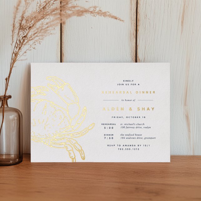 Gold Foil Nautical Crab Rehearsal Dinner (Creator Uploaded)