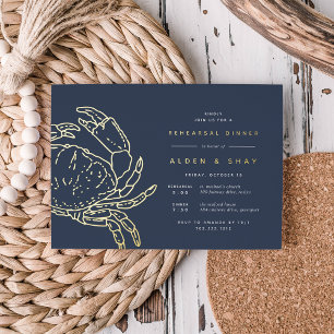 Gold Foil Nautical Crab Rehearsal Dinner