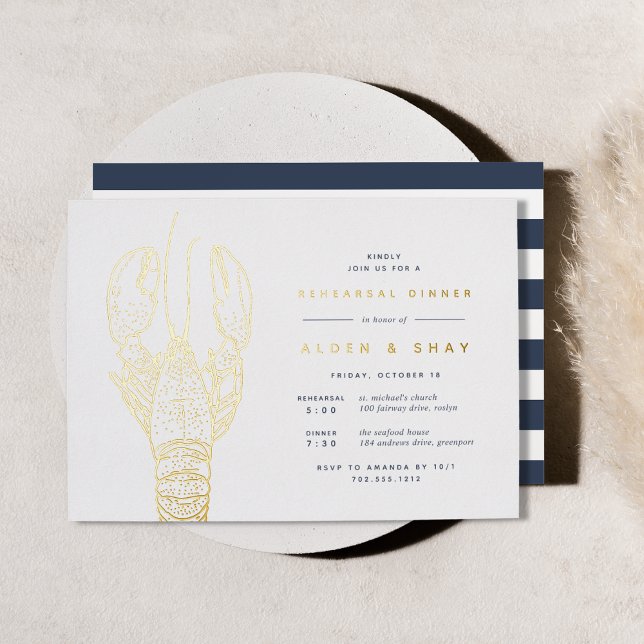 Gold Foil Nautical Lobster Rehearsal Dinner (Creator Uploaded)