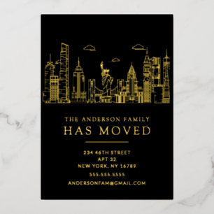Gold Foil New York Cityscape Moving Foil Invitati