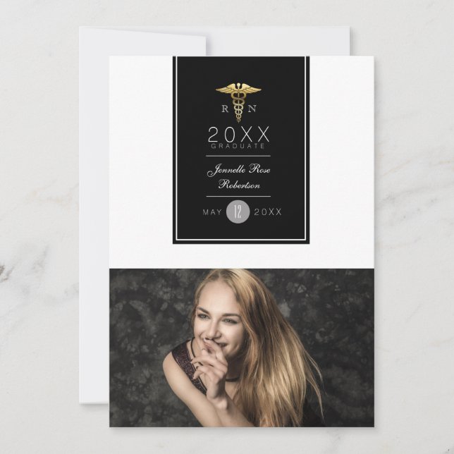 Gold Foil Nursing Graduation Party | Announcement (Front)