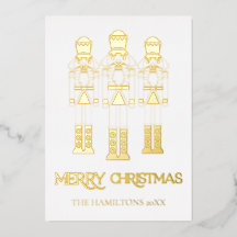 Gold Foil Nutcracker Christmas Cards