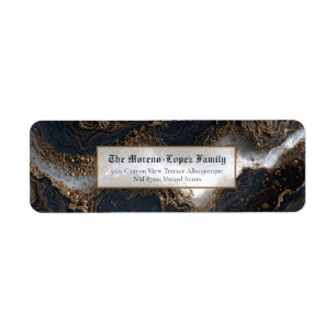 Gold Foil Obsidian Marble Return Address