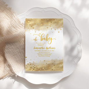 Gold Foil Oh Baby Shower Invitation
