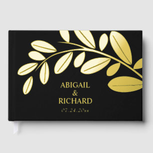 Gold foil Olive branch Mediterranean charm wedding Guest Book